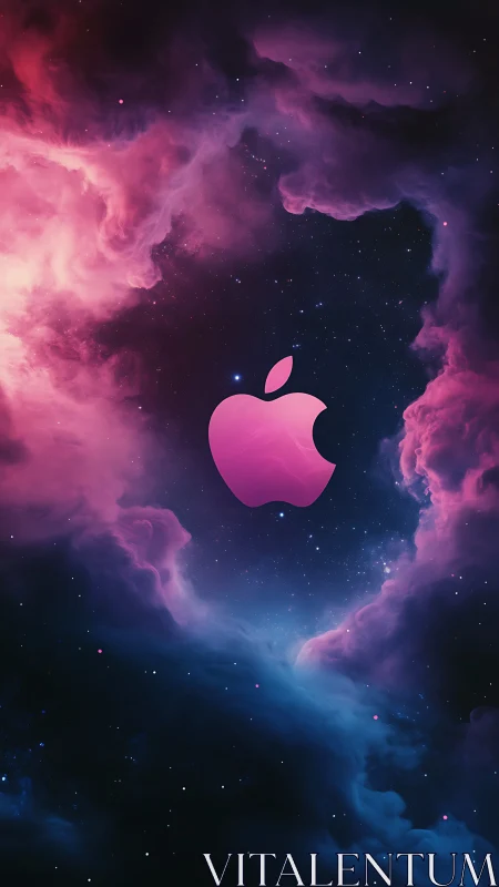 Vibrant magenta logo floats in high‑contrast cosmic nebula field