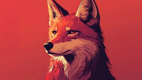 Stylized red fox portrait against bold warm gradient.