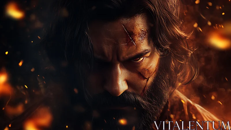 Scorched warrior locks eyes with the storm he refuses to fear