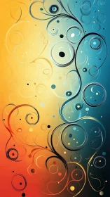 Digital abstract swirl composition with warm–cool gradient field.