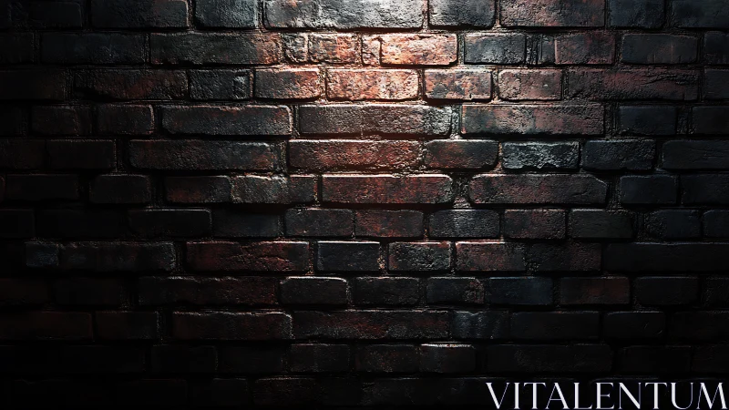Moody brick wall under focused overhead light source.