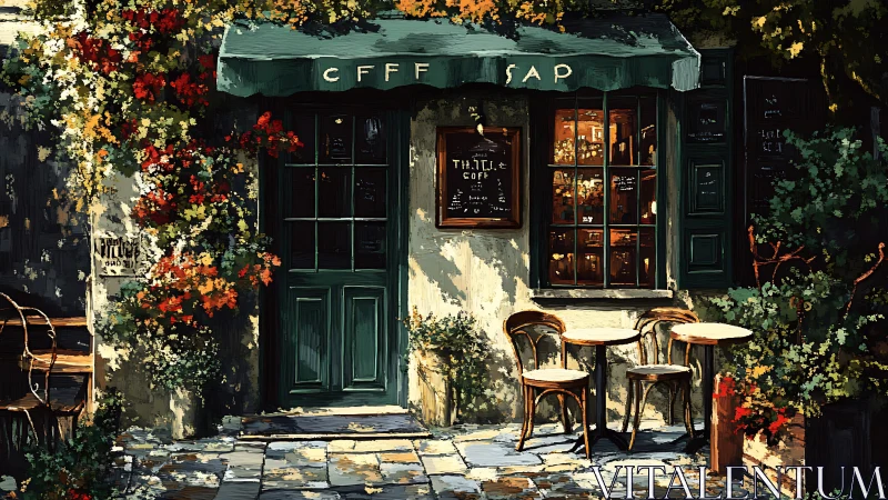 Sunlit corner café wrapped in flowers and quiet stories.