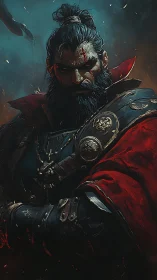 Armored warrior portrait displays detailed textile and metal