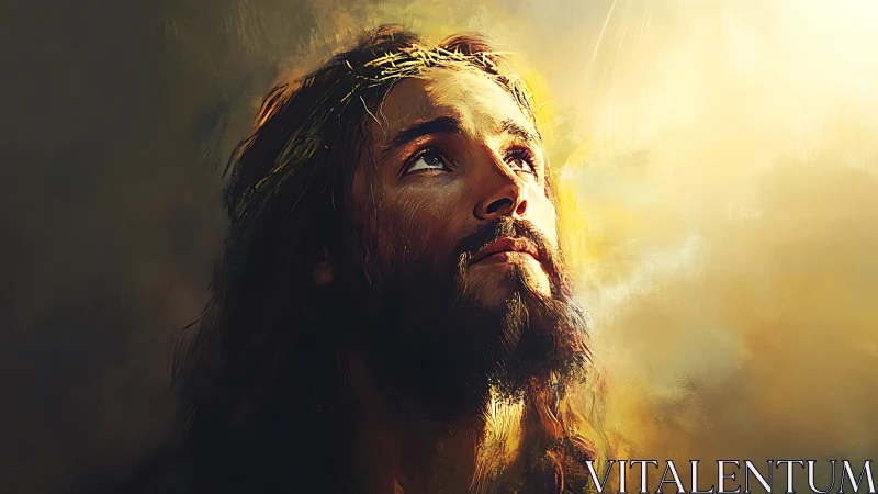 Warm backlit portrait with painterly brushwork and haloed highlights