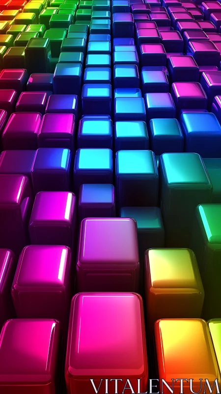 Glossy multicolored 3D cubes form a reflective geometric field