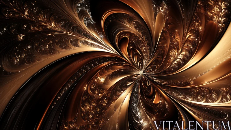 Radial golden-brown fractal bloom with high-frequency detailing.