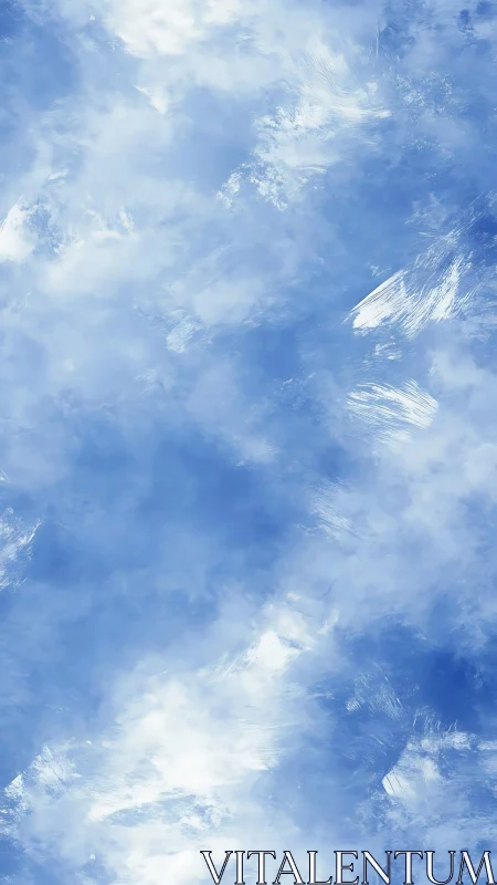 Vertical blue abstract field shows diffuse cloudlike textures