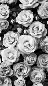 Cascading Petals Suspended: Monochrome Rose Reverie