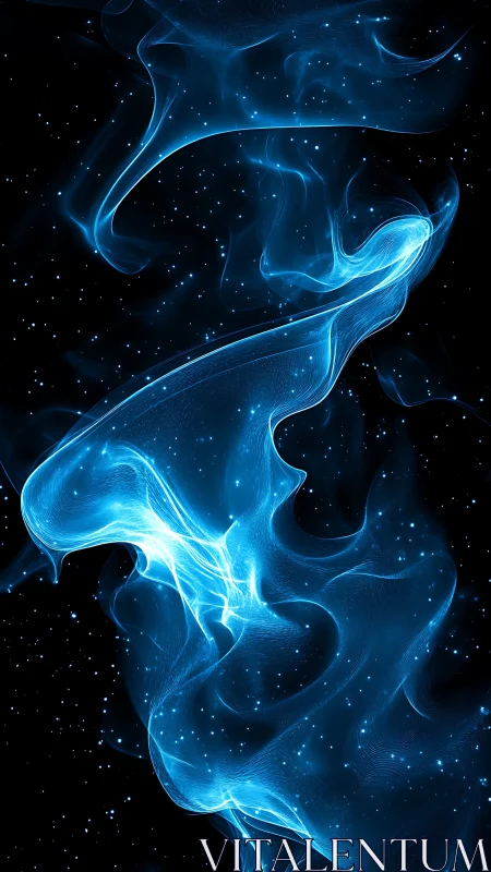 Blue luminous filaments in a star-dotted black field.