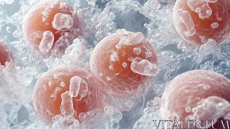 Cryogenic suspension of orange microbeads in icy fluid field