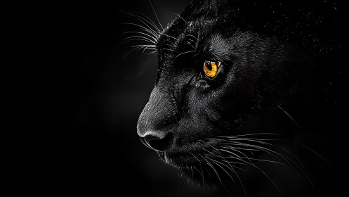 Black Cat with Golden Eyes Emerges from Darkness