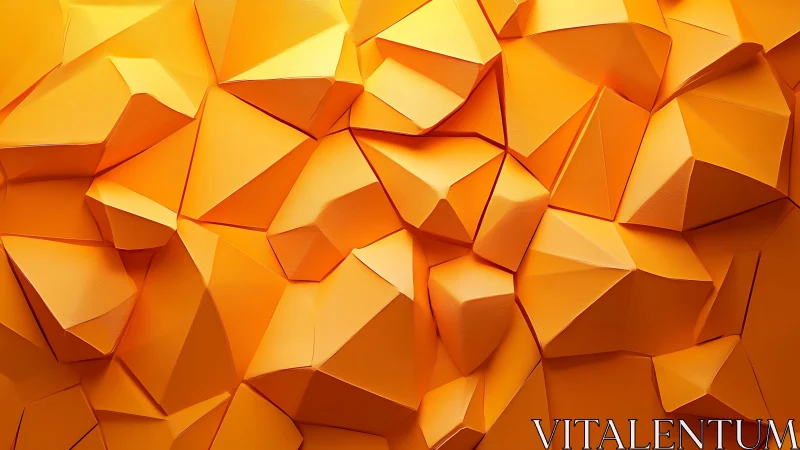 Tessellated low-poly orange facets create structured surface depth