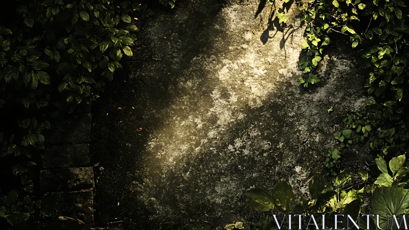 Sunlit moss quietly rewrites an abandoned garden path