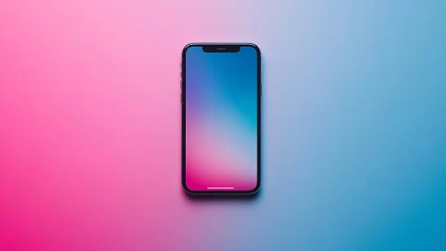 Gradient Reverie: Modern Smartphone Suspended in Chromatic Dreamscape.