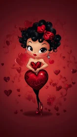 Betty Boop-Inspired Character in Red Heart Setting.