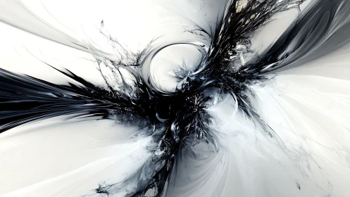 Monochrome fractal vortex with explosive radial motion.