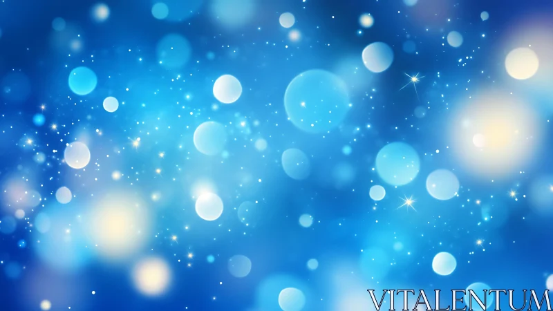 Abstract blue bokeh lights with glowing sparkles digital background.