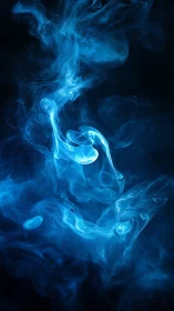 Ghostly blue nebula twirls like underwater electric smoke