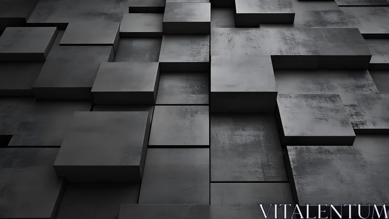 Stacked dark geometric blocks in layered grid pattern.