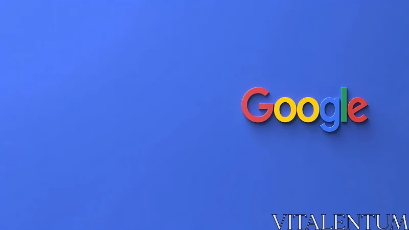 Google Logo 3D Rendered on Blue Background.