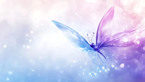 Vibrant Fantasy Butterfly in Soft Pastel Light, Digital Art Style.