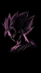 Neon warrior silhouette carved in electric magenta shadow.