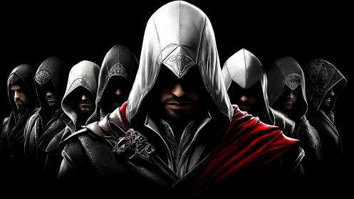 Hooded assassins emerge from darkness in a striking lineup