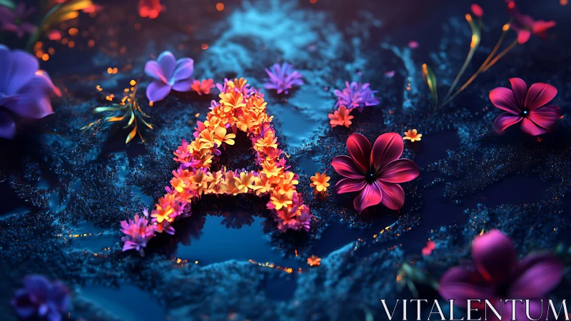 Neon Flowers Bloom in Digital Wonderland. Pure Magic.