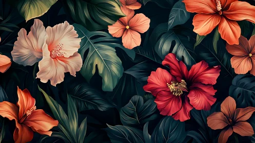 Tropical Blooms Dancing in Darkness.