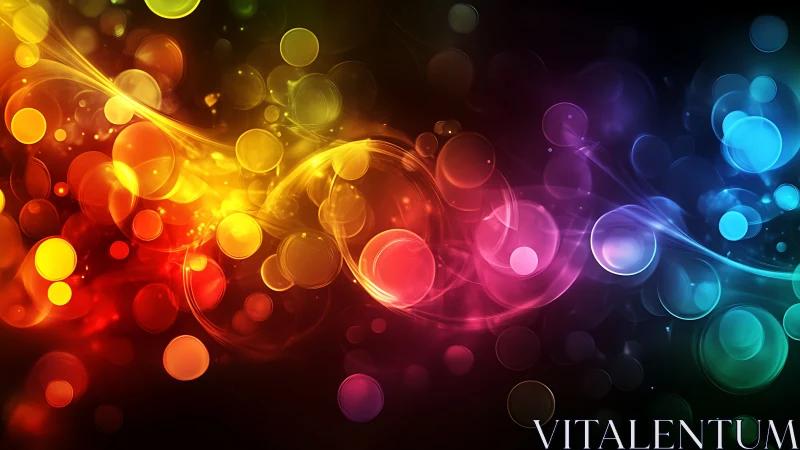 Color orbits drift like neon planets through liquid night