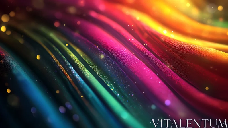 Shimmering rainbow waves of light dancing in soft motion.