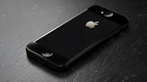 Sleek Black iPhone Rests in Elegant Minimalism.
