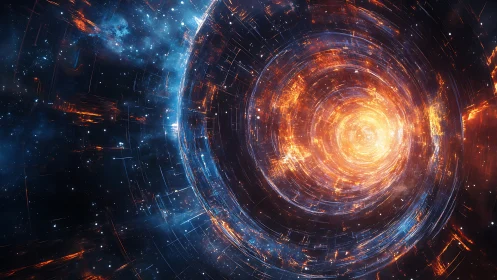 Hyperspace vortex renders luminous concentric plasma rings