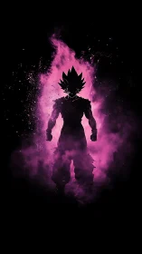 Silhouetted warrior engulfed in explosive violet energy aura.