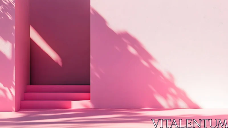 Minimalist Pink Architectural Composition with Soft Light.