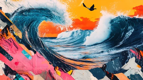 Neon tidal duet crashing through candy-colored seascape.