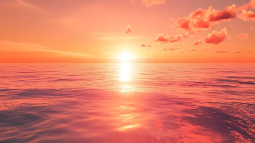 Spectral-gradient ocean horizon at sunset with reflective bloom.