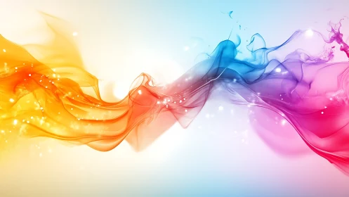 Colorful translucent waves flow across a bright gradient