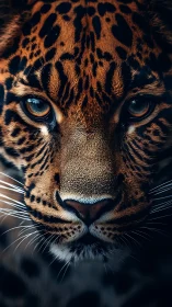 Leopard Portrait with Intense Eyes.