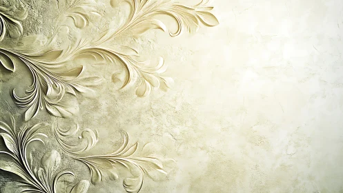 Elegant embossed floral plaster swirls enrich a calm wall