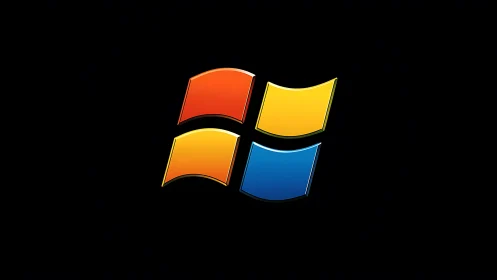 Four glossy color panes drift like lit pixels in orbit