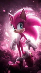 Pink hedgehog heroine in glowing petal storm portrait.