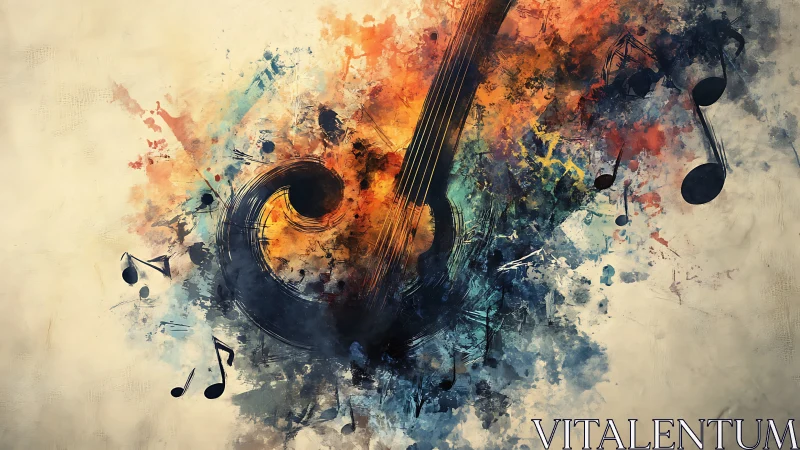 Chromatic acoustic guitar abstraction with kinetic notation field.