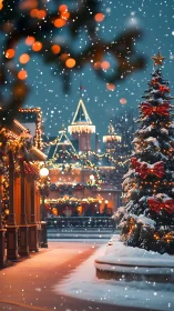 Snowlit main street glows under a storybook Christmas hush.