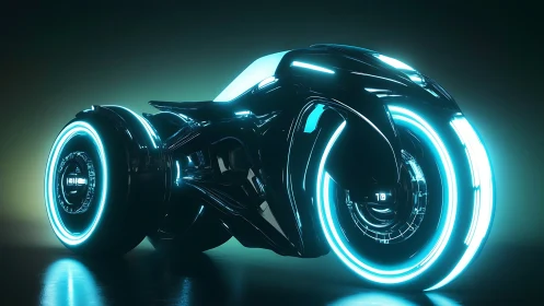 Neon nightcycle poised for a luminous urban escape.