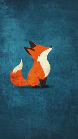 Daydreaming fox on teal silence, wrapped in gentle whimsy.