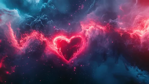 Cosmic heart nebula radiates across dark space