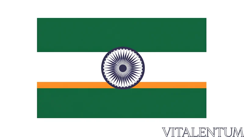 Horizontal tricolor flag with central blue Ashoka Chakra.