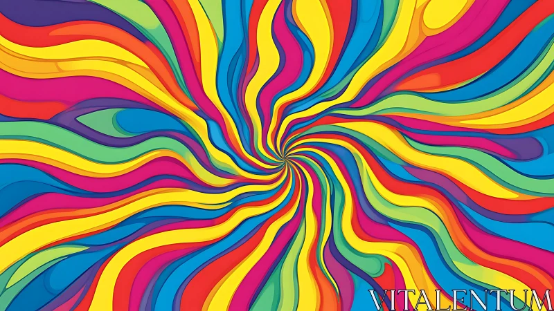 Colorful swirling ribbons dance in a joyful spiral burst