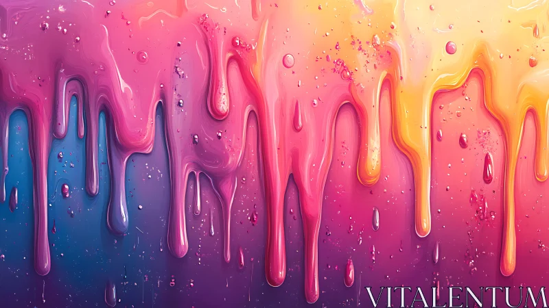 Neon sherbet rivers slide slowly down a twilight wall